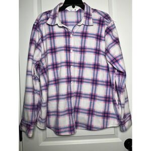 Riders by Lee Womens XXL Fleece Plaid Button Down Shirt Pink Blue JLP2WSW